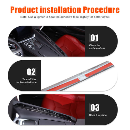 ABS Carbon Fiber Center A/C Button Left Side Strip Trim Cover For Corvette C8 17