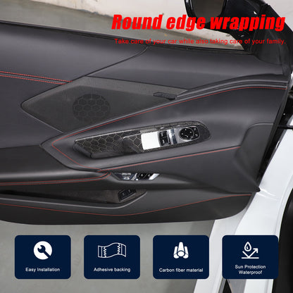 Honeycomb Carbon Fiber Window Lift Switch Panel Trim For Corvette C8 Convertible 11