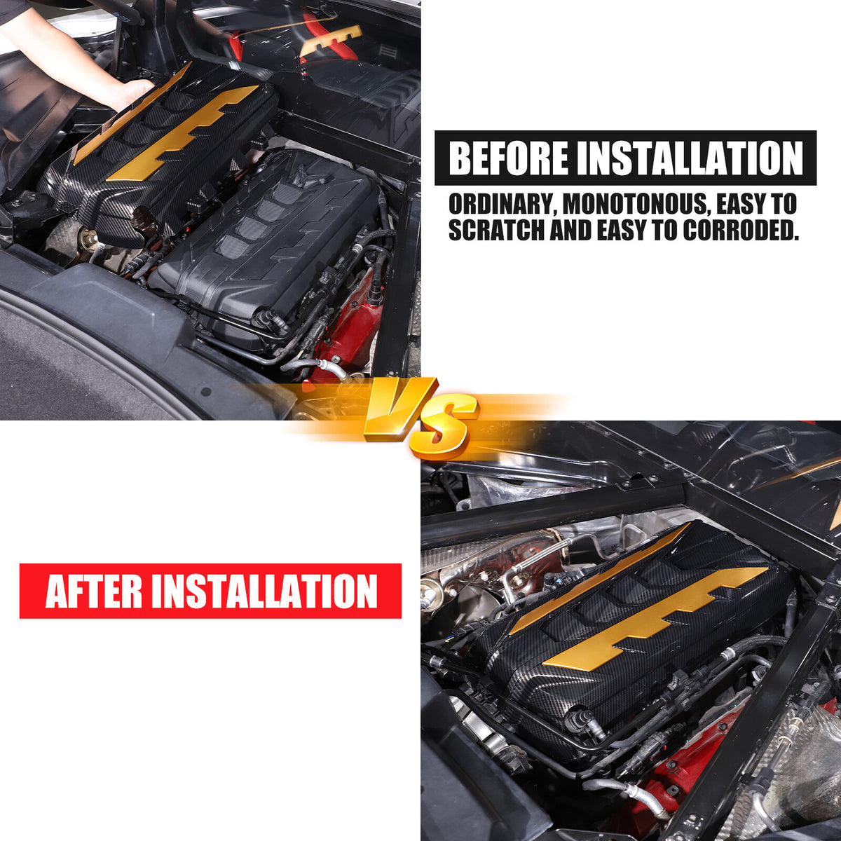 Engine Bay Panel Cover Trim in Edge Blue/Red/Black For Corvette Coupe C8 2020-26 - Styles 1-5 80