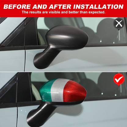 Tri-Color Real Carbon Fiber Side Mirror Cover Trim For Fiat 500 312 2010+ 21
