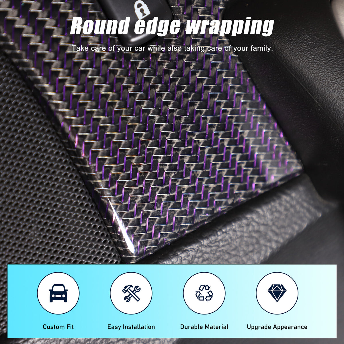 Real Carbon Fiber Children Lock Button Frame Trim For Corvette C6 2005-2013 17