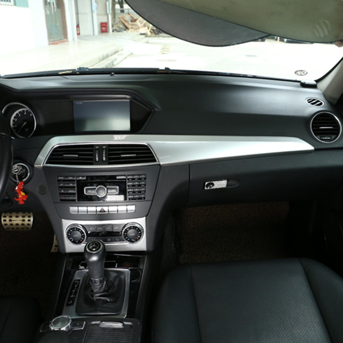Silver ABS Center Console Trim Cover For Mercedes-Benz C-Class W204 2010-2013 2