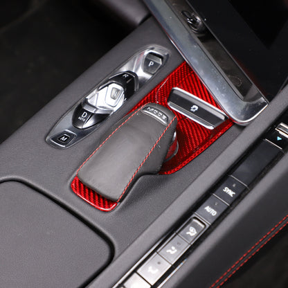Red Real Carbon Fiber Transmission Button Frame Trim Set Cover For Corvette C8 20