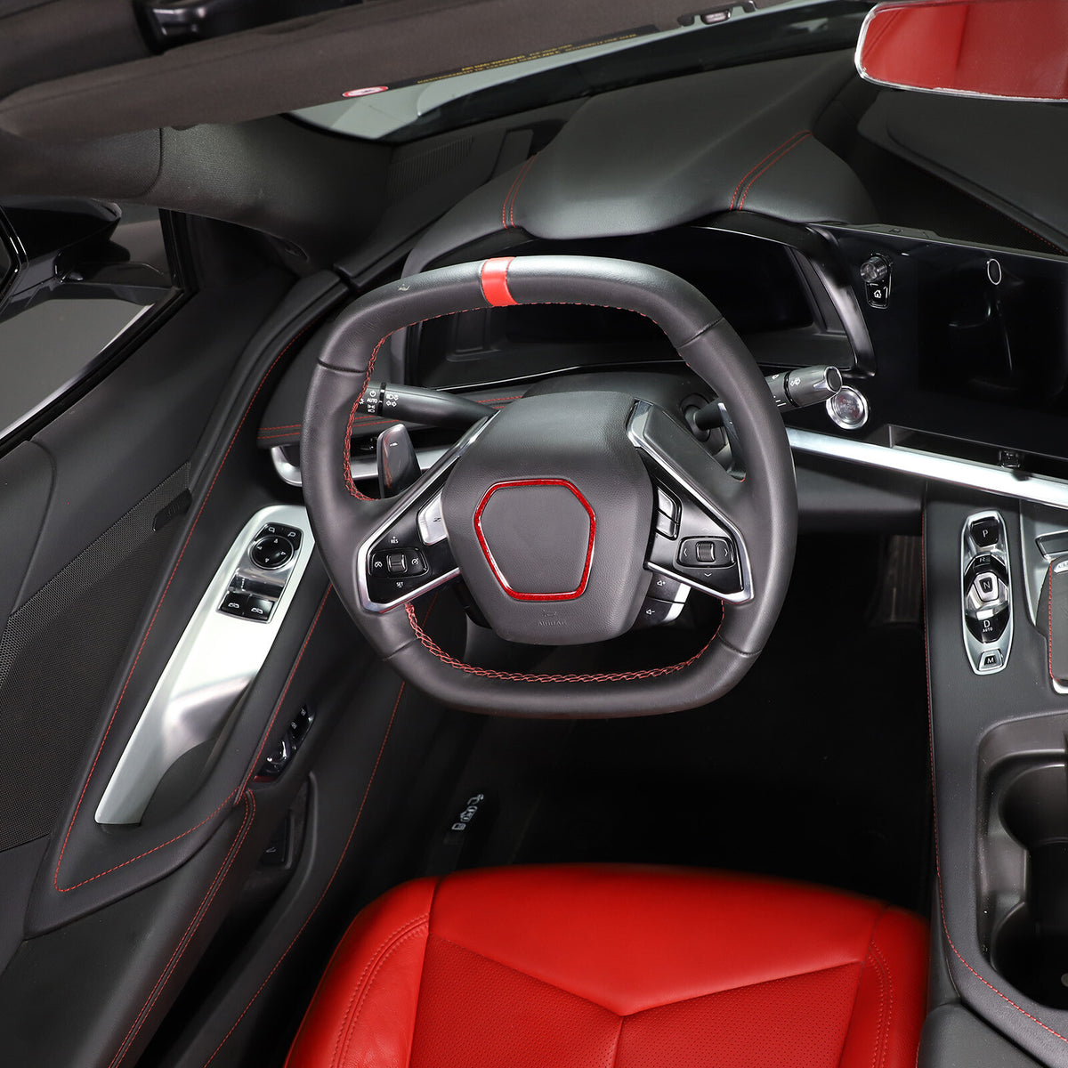 Red Real Carbon Fiber Full Interior Set Decor Trim Kit for Corvette C8 20-25 - Styles 31-35 10