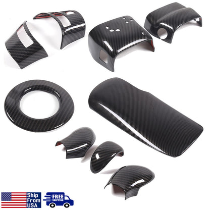 Carbon Fiber ABS Steering Wheel & Armrest Cover Set Kit For Corvette C6 2005-13 1