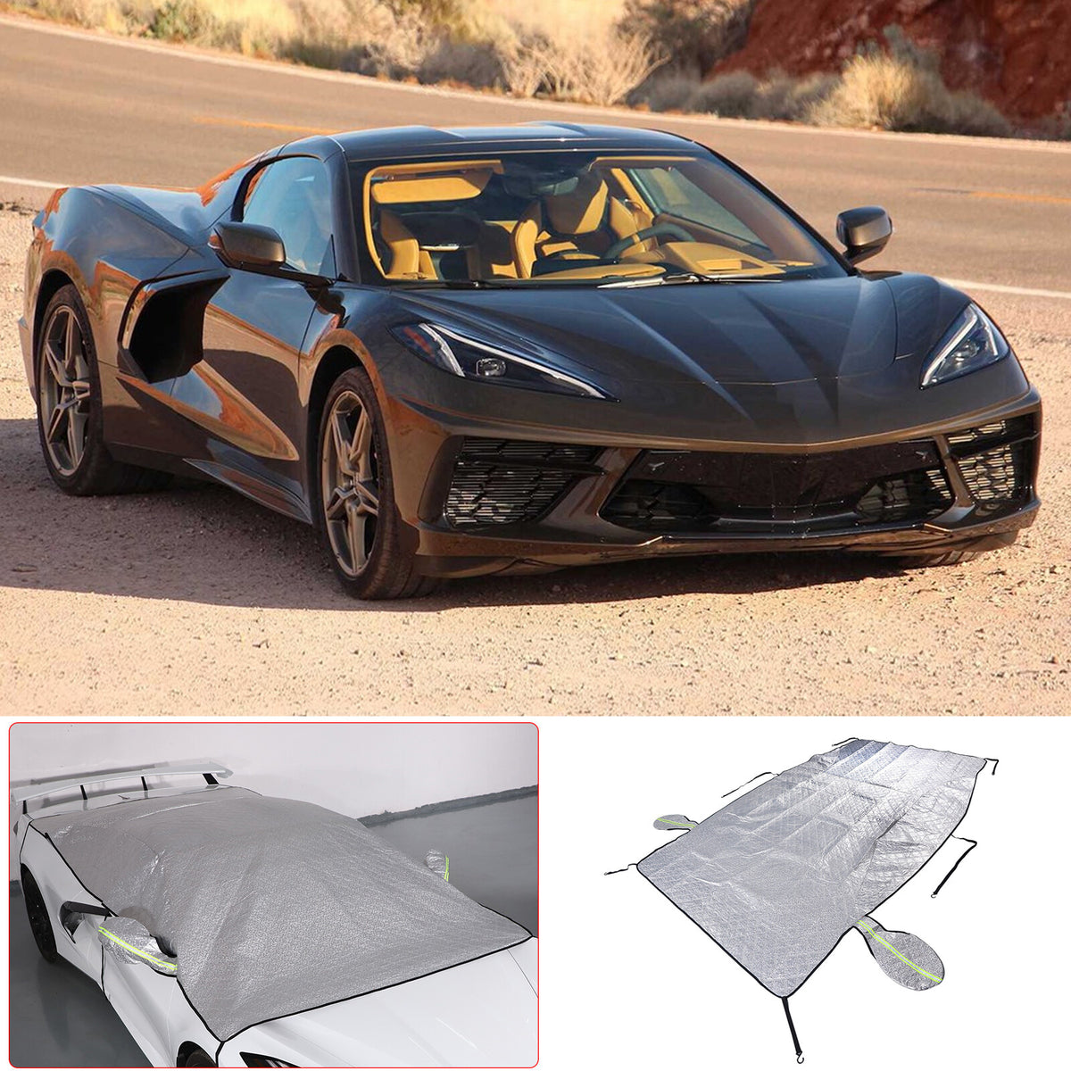 Car Windshield Snow Cover Front Winter Guard Protector For Corvette C8 20-26 US 13