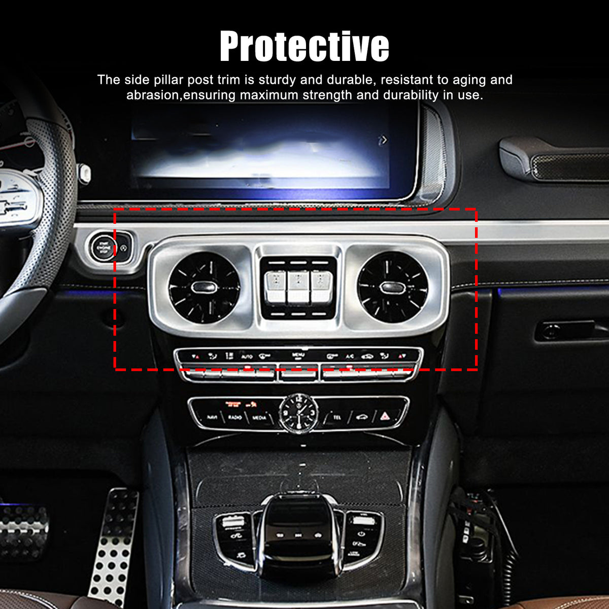 Real Carbon Fiber Center air outlet Trim Cover For Benz W463 G550 G63 19-20 5