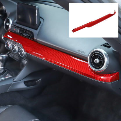 Red Real Carbon Fiber Dashboard Center Trim For Mazda MX-5 Miata 2016+ 19
