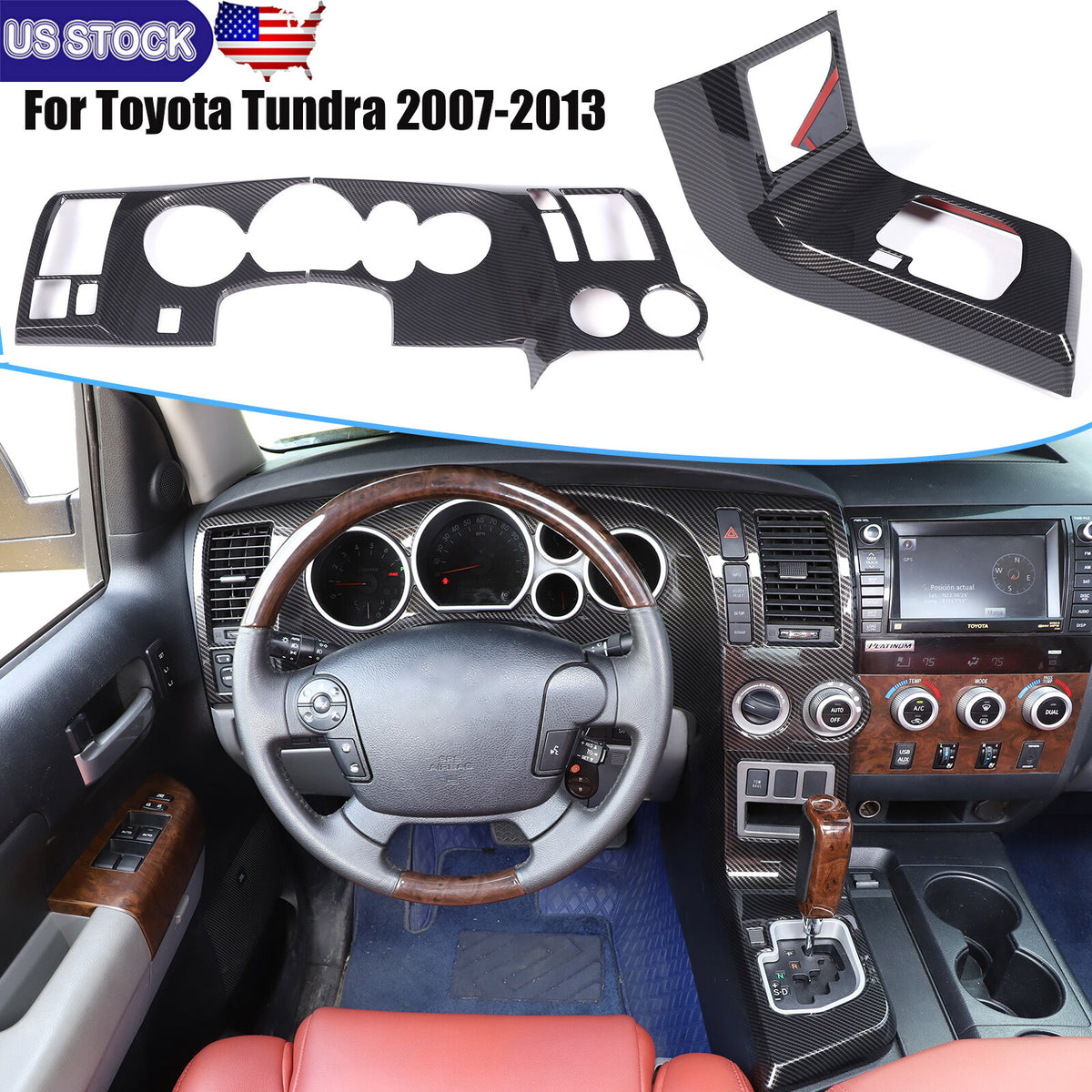 ABS Carbon Fiber Interior Dash Trim Kits Set Frame For Toyota Tundra 2007-2013 1