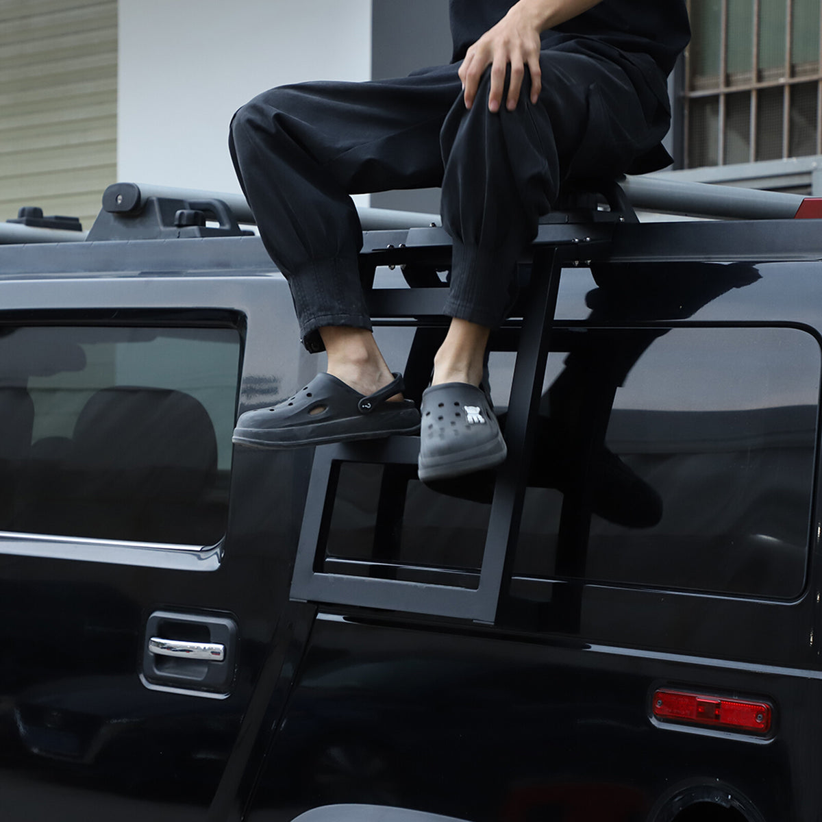 Alloy Rear Roof Climbing Ladder Rack Window Molle Panel For Hummer H2 2003-09 80