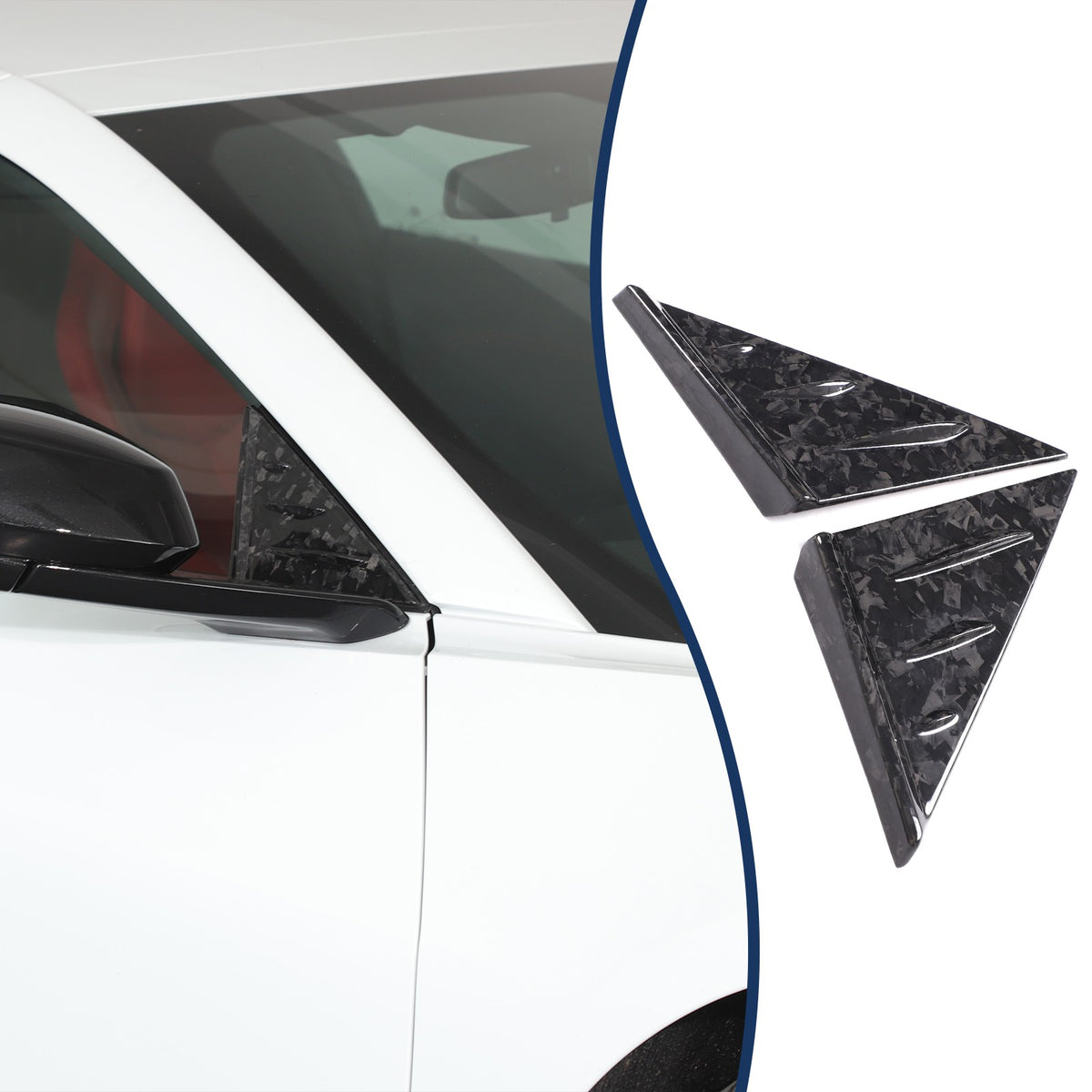 Forged Real Carbon Fiber A-Pillar Triangle Trim Cover For Corvette C8 2020+ 1