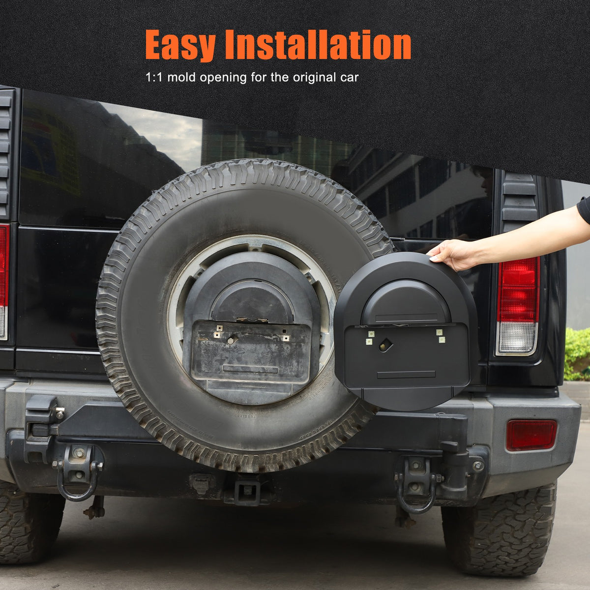 Matte Balck Rear License Plate Bracket Spare Tire Carrier For Hummer H2 2003-09 4