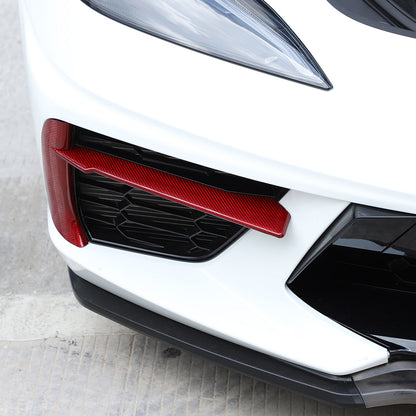 Red Real Carbon fiber Car Front Bumper Side Grille Cover Set For Corvette C8 20+ 16