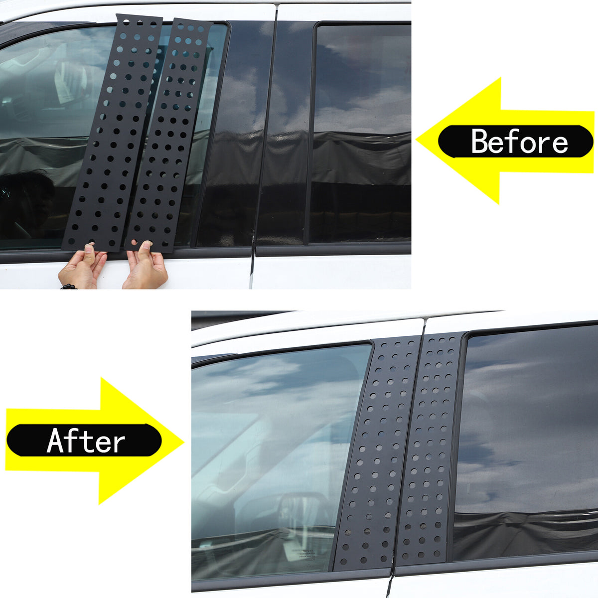 Black Aluminum Alloy Window Center Pillar Trim Panel For Toyota Tundra 2022+ 16