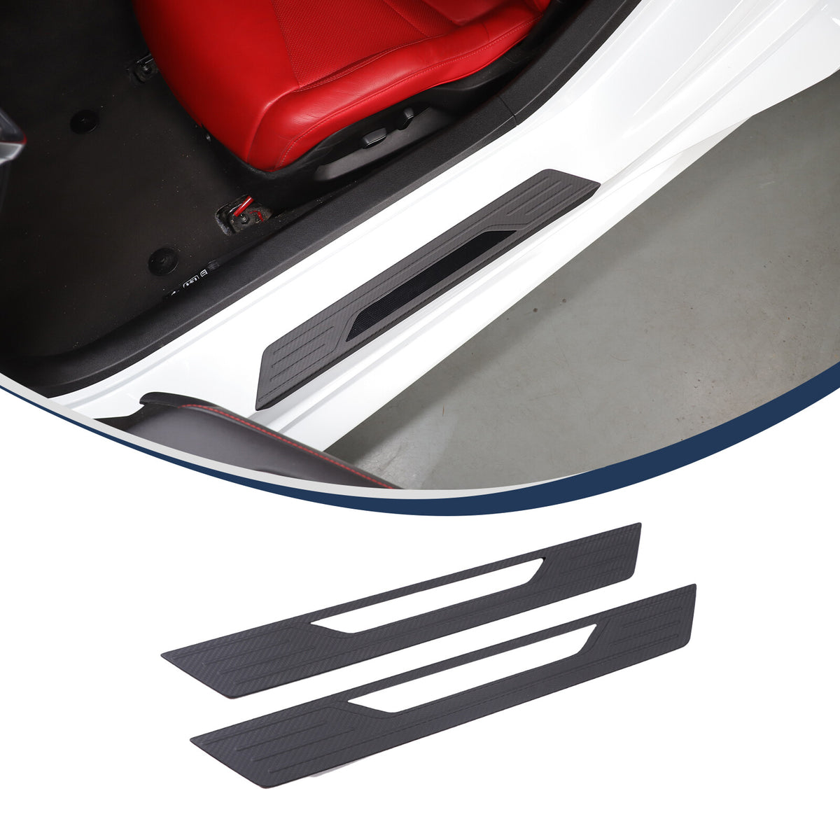 Matte Real Carbon Fiber Scuff Plate Door Sill Cover Protector For Corvette C8 13
