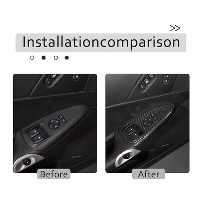 Real Dry Carbon Fiber Door Window Lift Switch Button Trim For Corvette C6 05-13 2