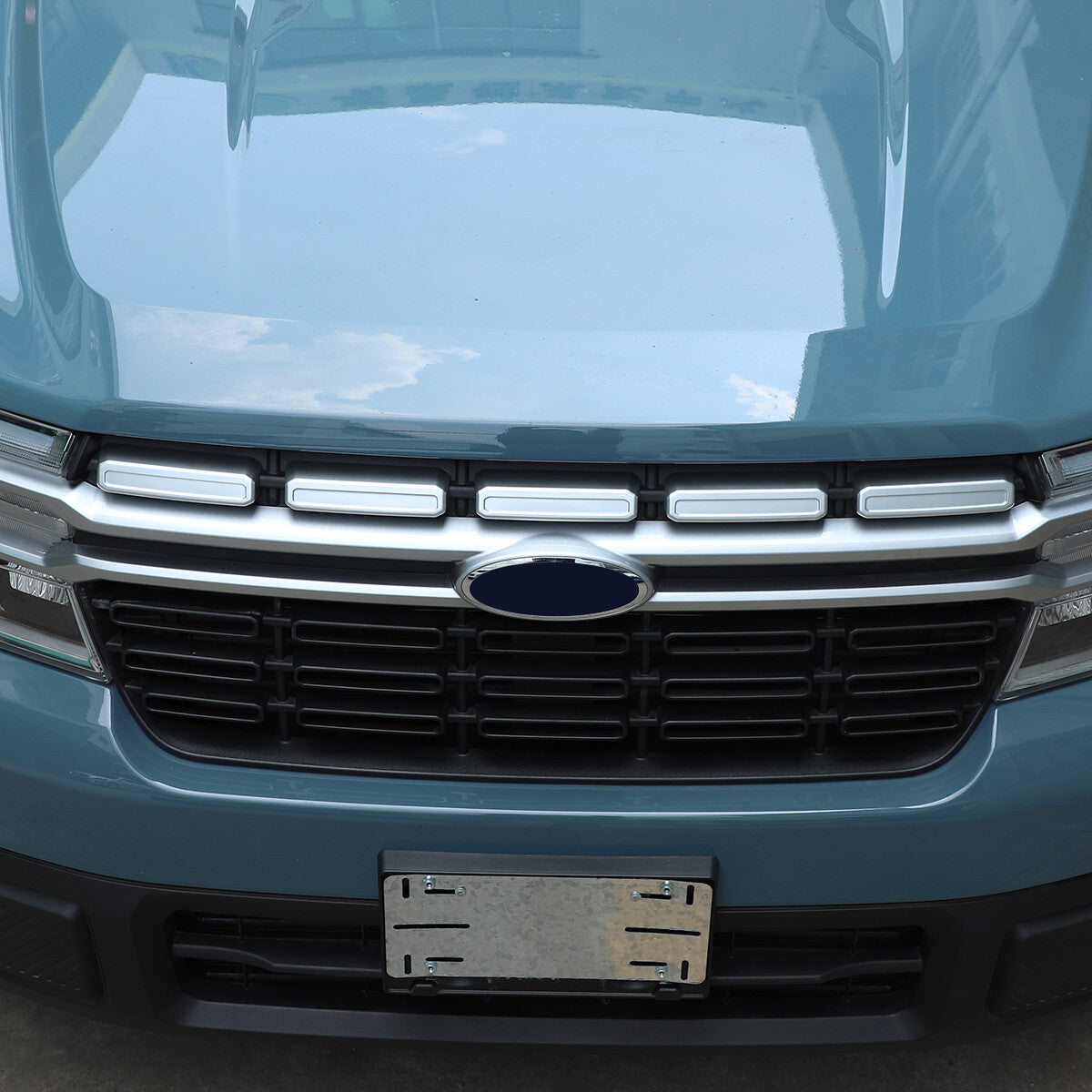 ABS Silver Front Hood Grill Cover Bonnet Trim fits For Ford Maverick 2022-23 5