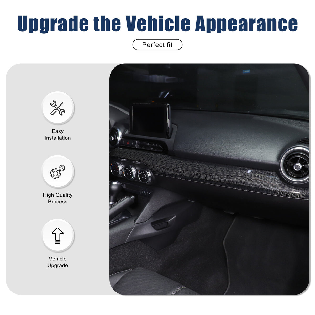 Honeycomb Carbon Fiber Interior Console Panel Trim For Mazda MX-5 Miata 2016-23 23