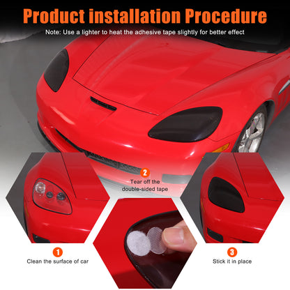 Smoked Blackout Headlight Lamp Cover Bezel Overlay Trim For Corvette C6 2005-13 5