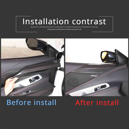 Dry Carbon Fiber Interior Door Panel Trim Cover For Corvette C8 2020-2026 US 11