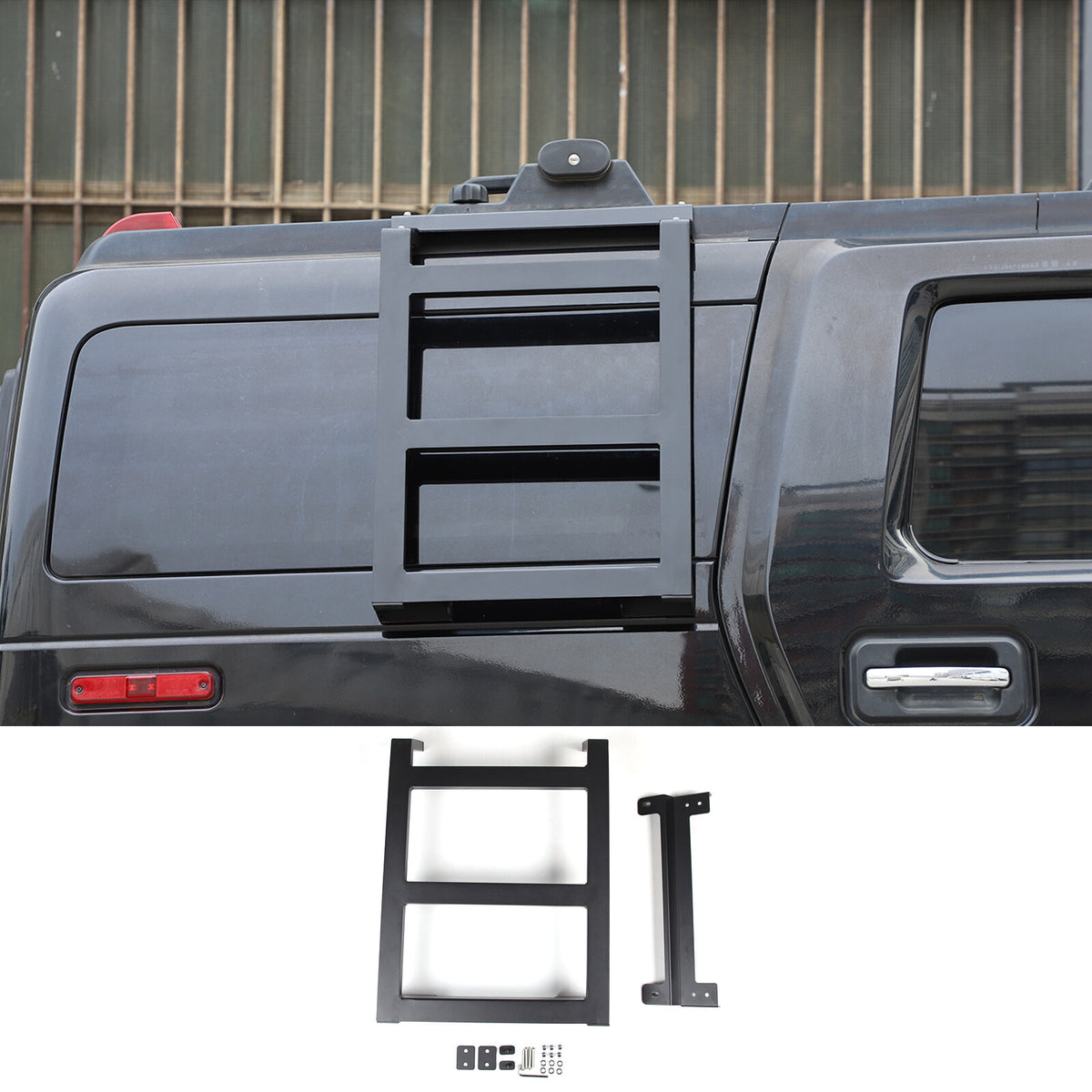 Alloy Rear Roof Climbing Ladder Rack Window Molle Panel For Hummer H2 2003-09 67
