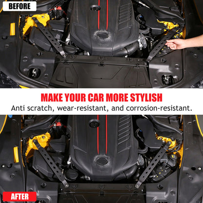 Black Aluminum Engine Bay Strut Tower Brace Trim For Toyota Supra A90 2019+ 16