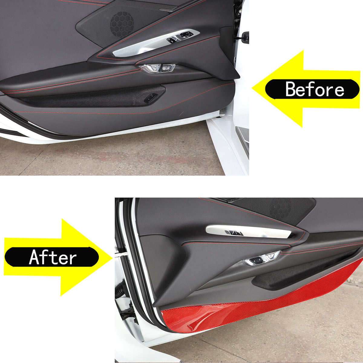 Red Soft Carbon Fiber Interior Decor Trim Kit Cover Set For Corvette C8 20-25 219