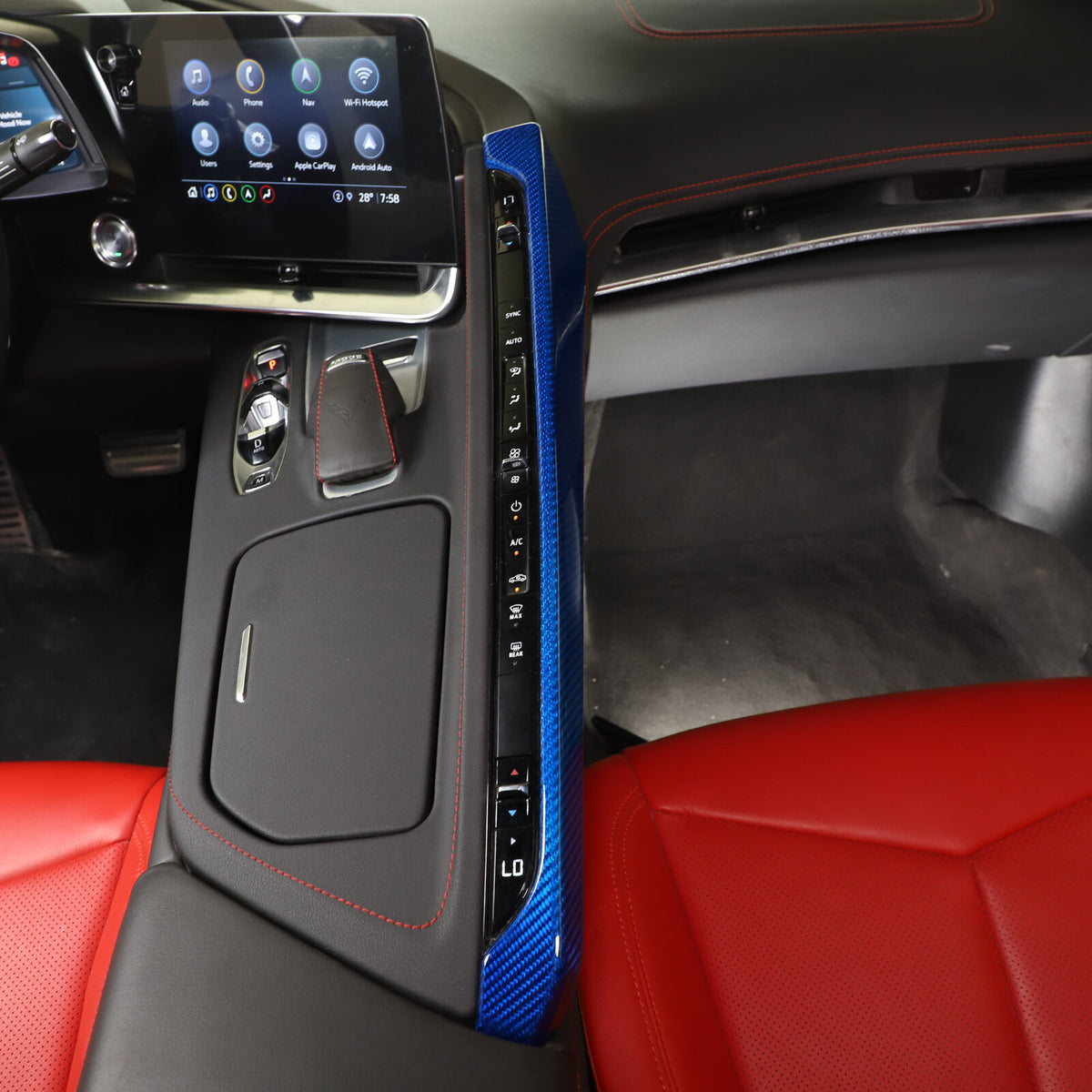 Blue Real Carbon Fiber Full Interior Set Decor Trim Kit for Corvette C8 20-25 - Variants 6-10 41