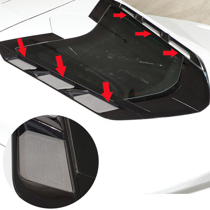 Perforated Rear Hood Vent Inserts for 2020-2026 C8 Corvette Brushed Stainless 3