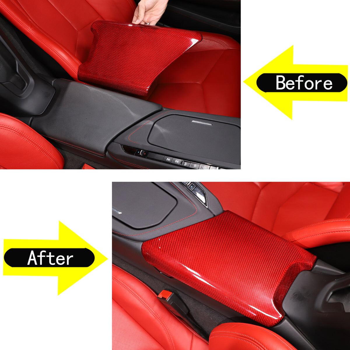 Red Real Carbon Fiber Full Interior Set Decor Trim Kit for Corvette C8 20-25 - Styles 36-40 43