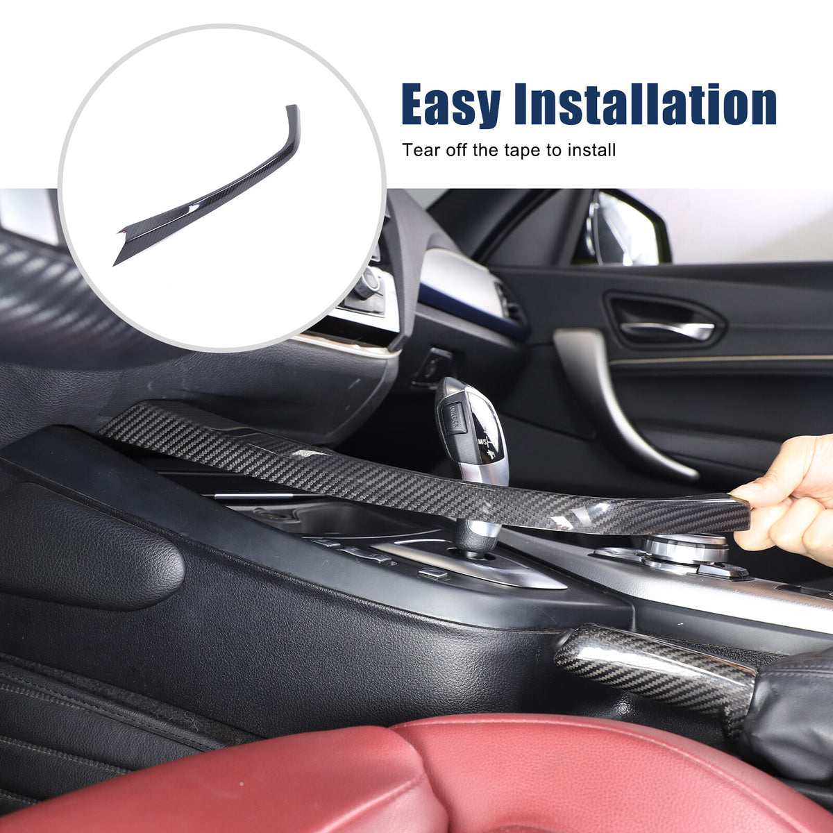 Real Carbon Fiber Gear Shift Side Trim L Strip For BMW 2 Series F22 F23 2014-19 6