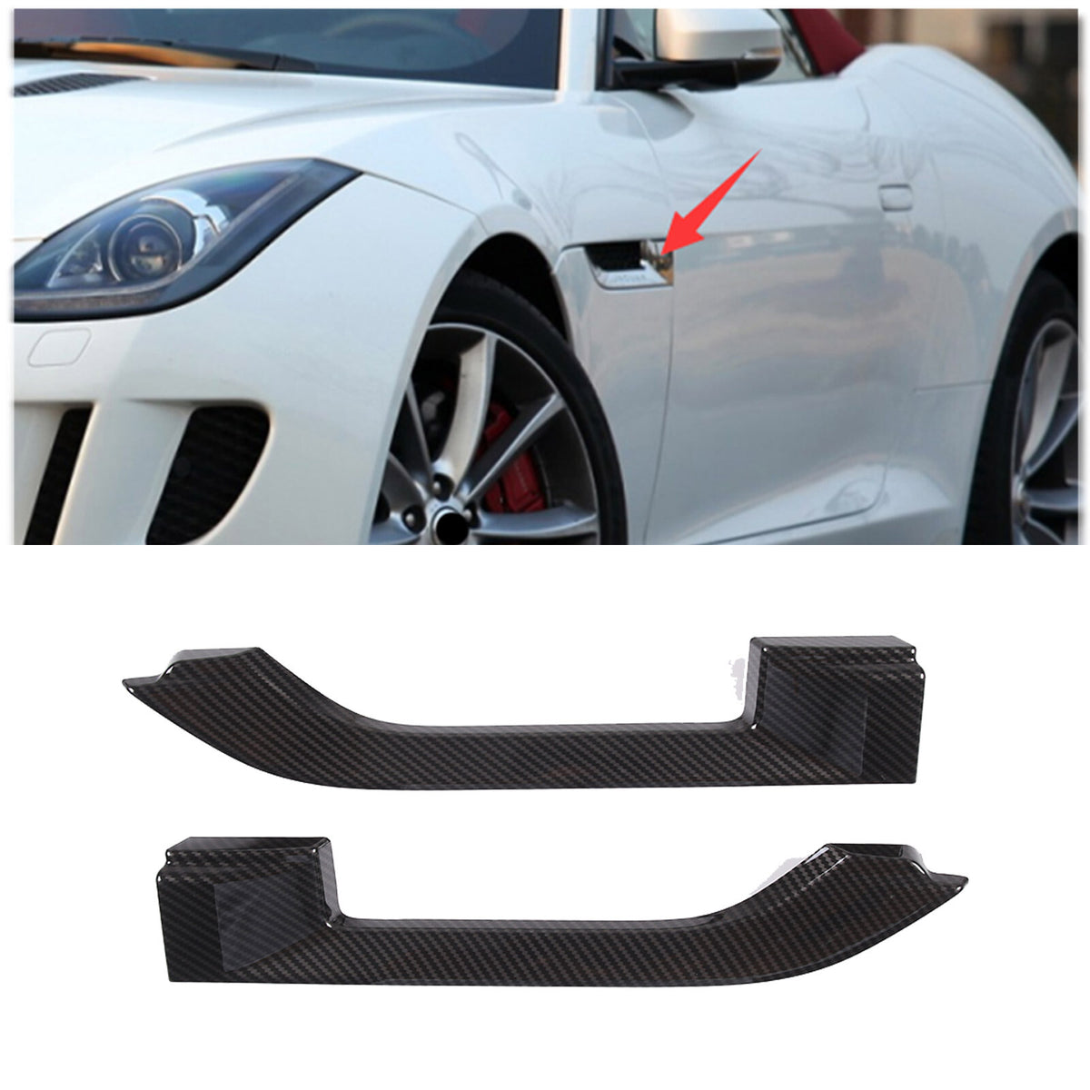 ABS Carbon fiber Side Fender Air Vent Cover Trim For Jaguar F-TYPE 2013-20 US 2