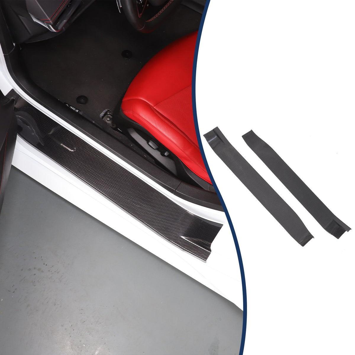 Real Carbon Fiber Full Wrapped Exterior Door Sill Plate Trim For Corvette C8 US 2