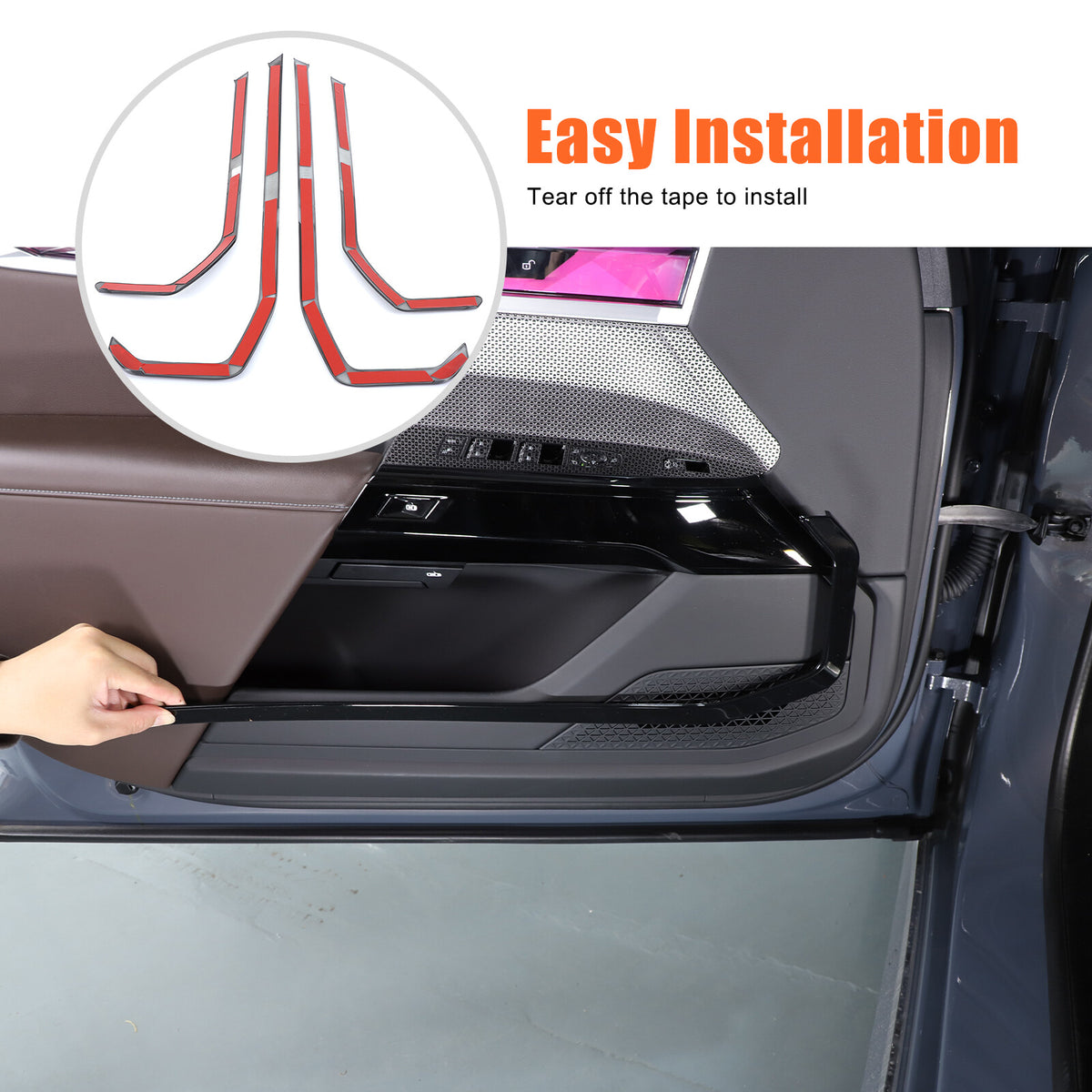Glossy Black Inner door Armrest panel Trim Cover For BMW 7 Series G70 2023-2025 9