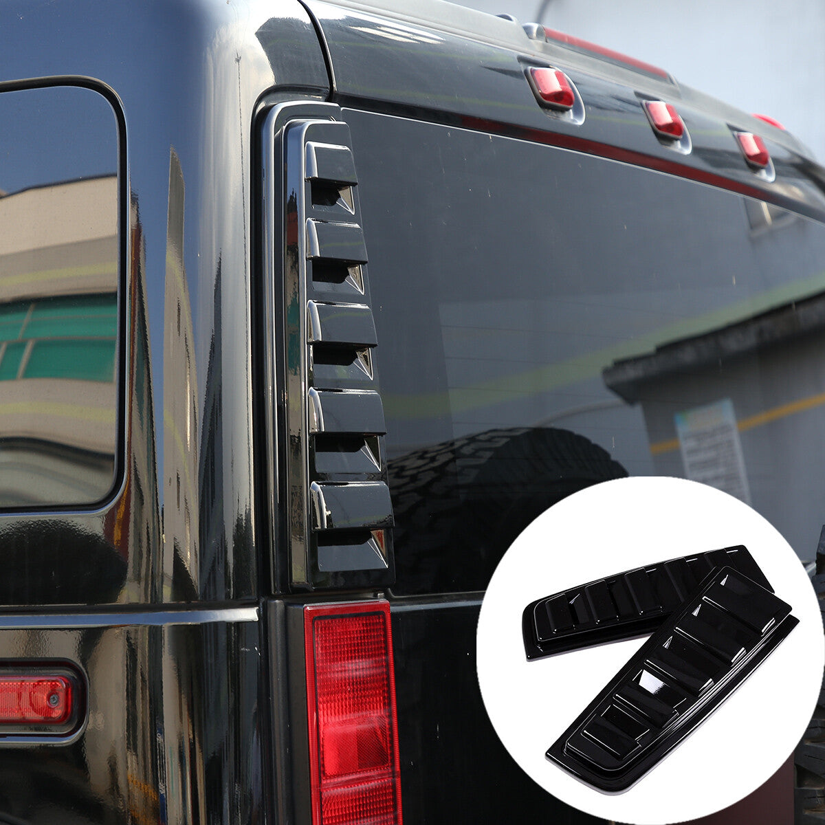 34pcs Glossy Piano Black Front Bumper Tail Light Trim Set For Hummer H2 2003-09 12