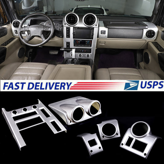 Silver Chrome Center Console Panel Decorative Frame For Hummer H2 2003-07 1
