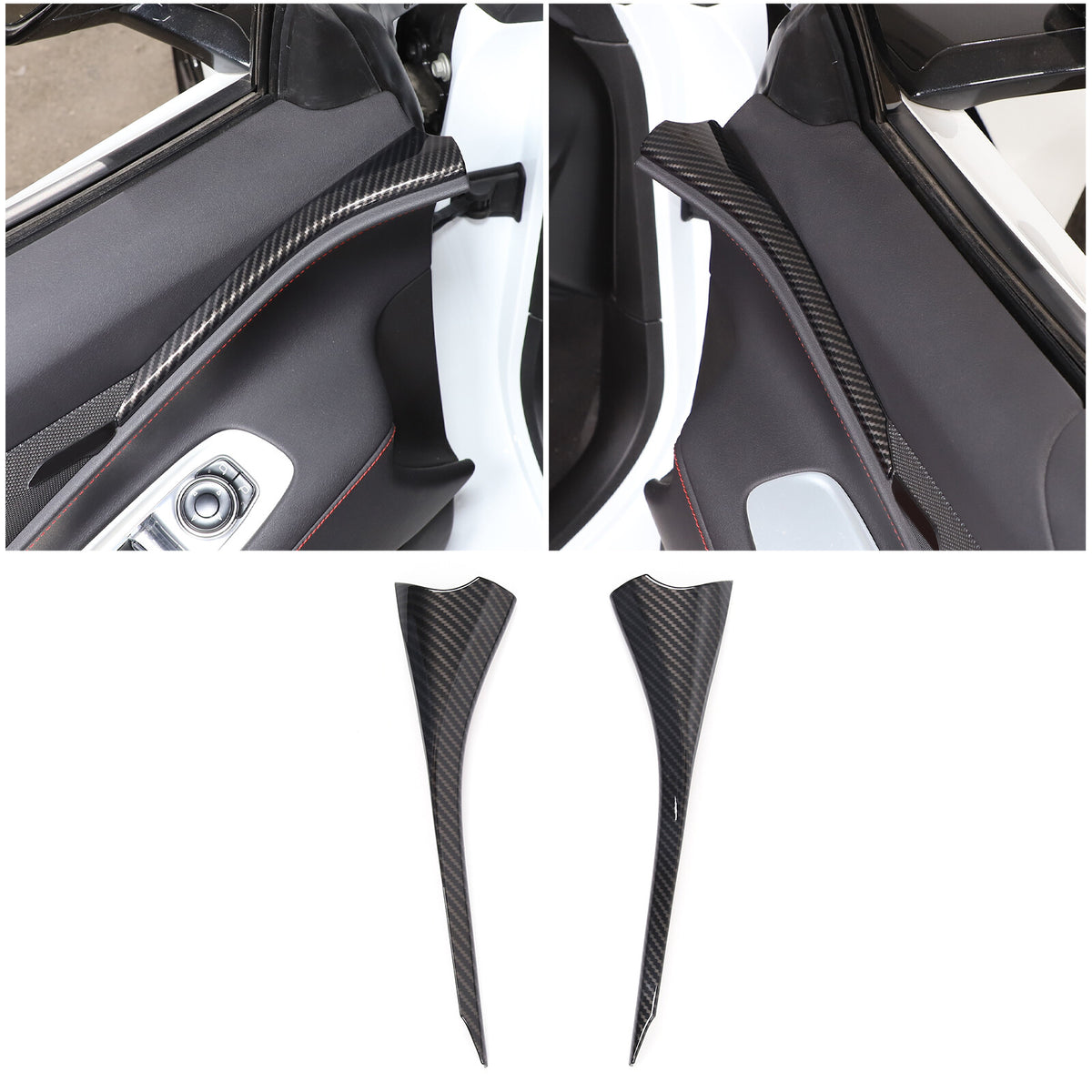 4PCS Carbon Fiber Pattern Interior Door Panel Cover Set For Corvette C8 2020-26 6