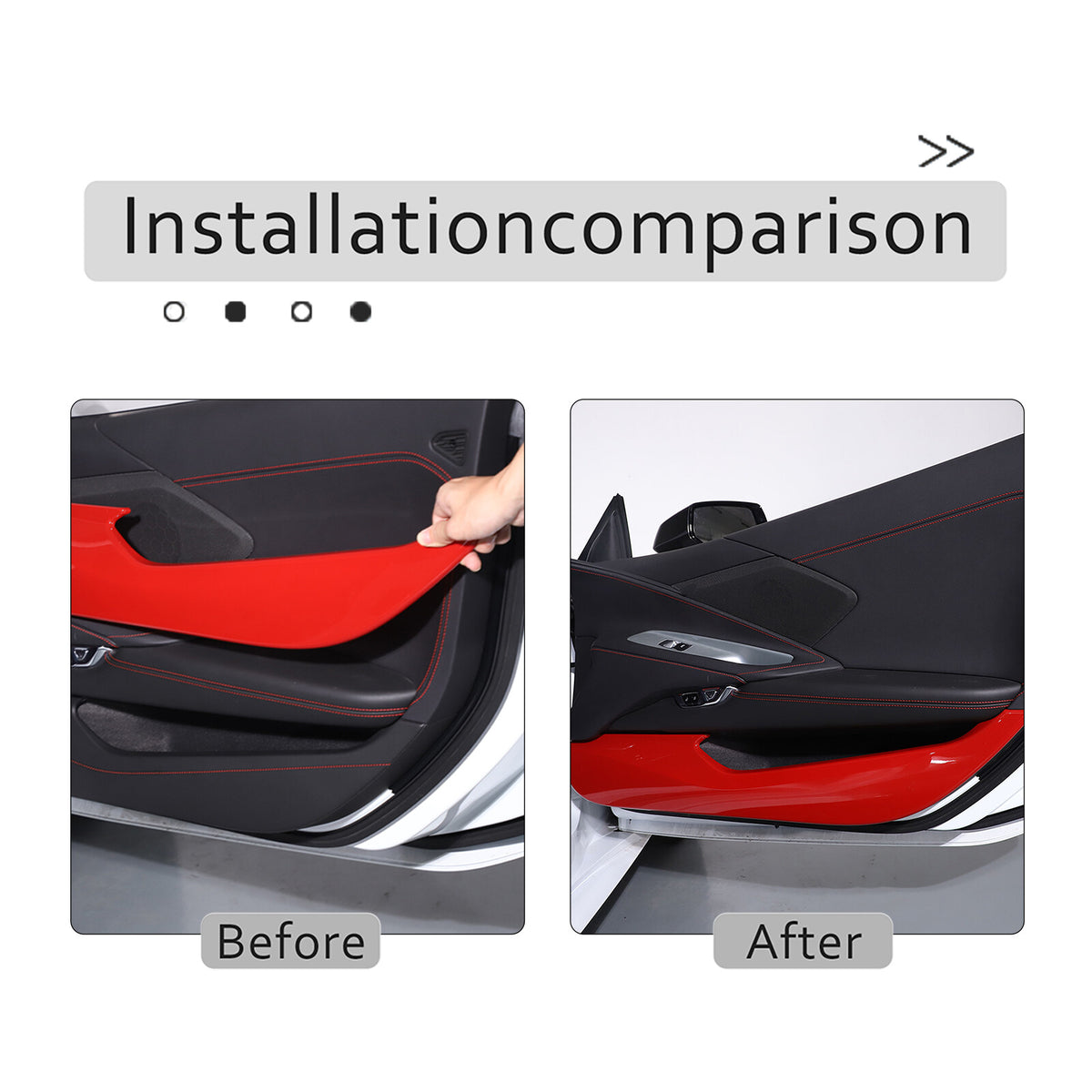 Sports Red ABS Interior Door Anti-kick Panel Cover Trim For Corvette C8 20+ US 17