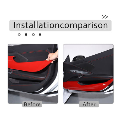 Sports Red ABS Interior Door Anti-kick Panel Cover Trim For Corvette C8 20+ US 17