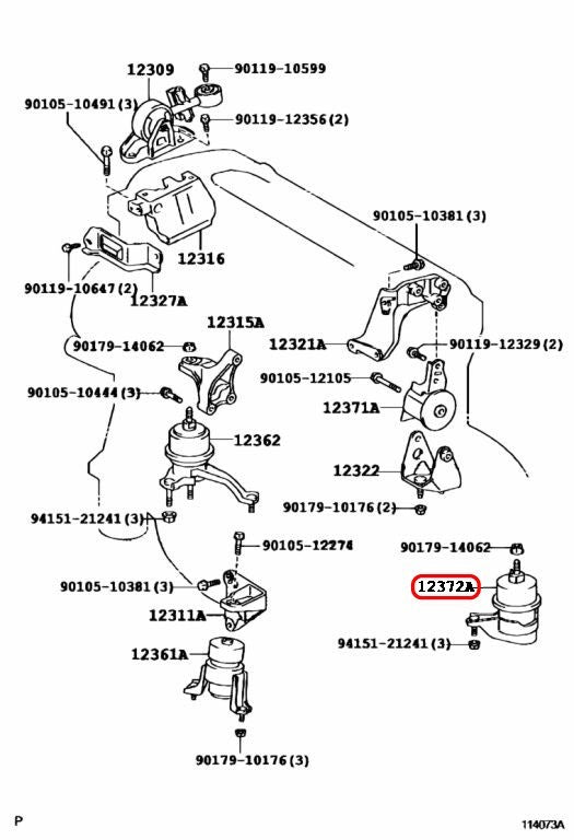 Toyota OEM Insulator Engine Mounting LH Transverse 12372-28200 for Lexus 3