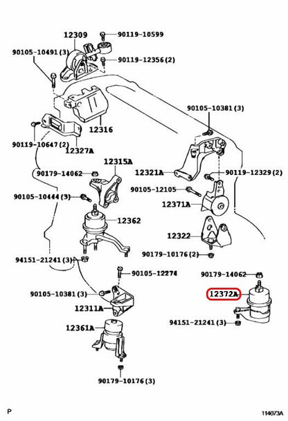 Toyota OEM Insulator Engine Mounting LH Transverse 12372-28200 for Lexus 3