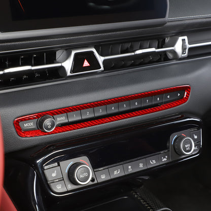 Red Carbon Fiber Central Control Volume Panel Decor Trim For Toyota Supra 19-24 5