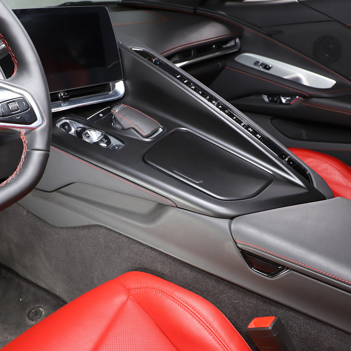 Matte Black ABS Full Interior Set Cover Trim Kit For Corvette C8 2020-25 - Styles 6-10 47