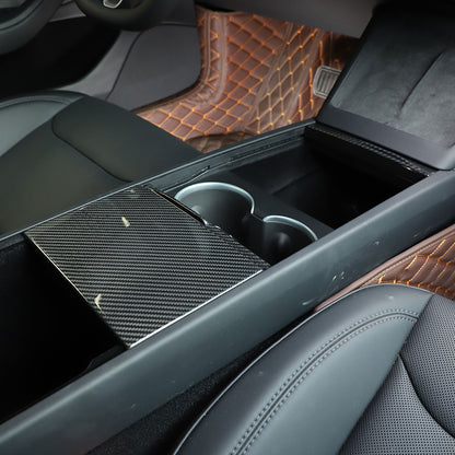 Real Dry Carbon Fiber Center Console Interior Trim Cover For Tesla Model 3 2023+ 47