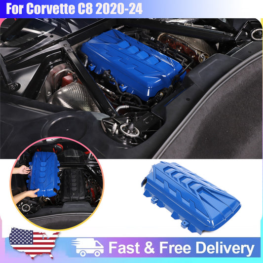 Blue Engine Hood Panel Trim Cover For Corvette C8 2020-26 US 1