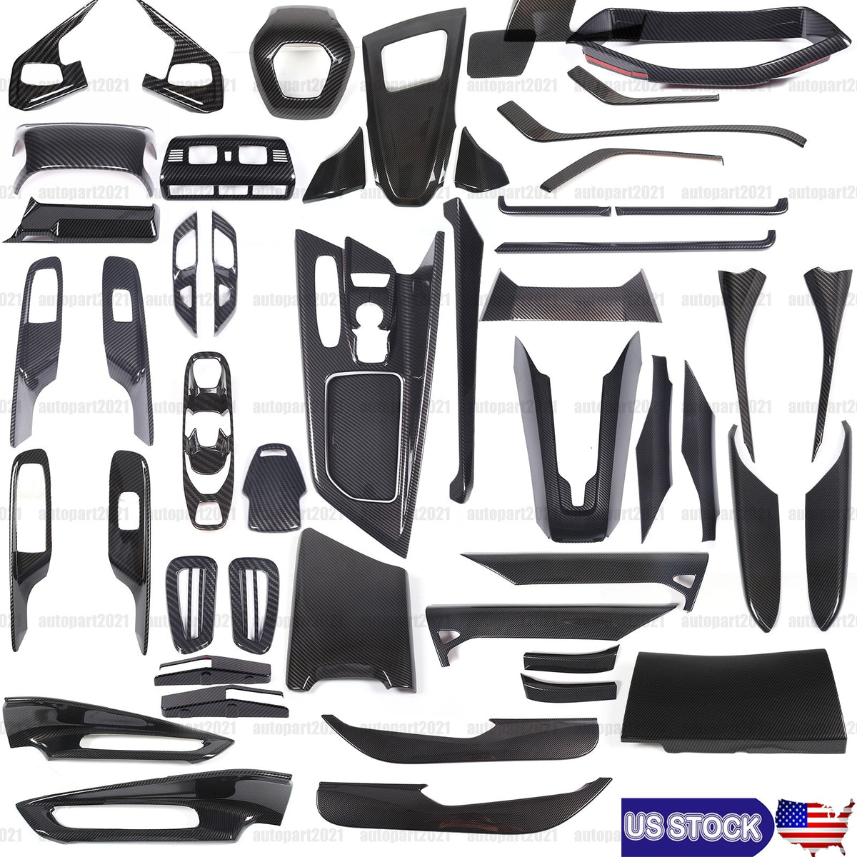 Carbon Fiber ABS Interior Full Decor Cover Trim Kit For Corvette C8 2020-2025 - Styles 6-10 1