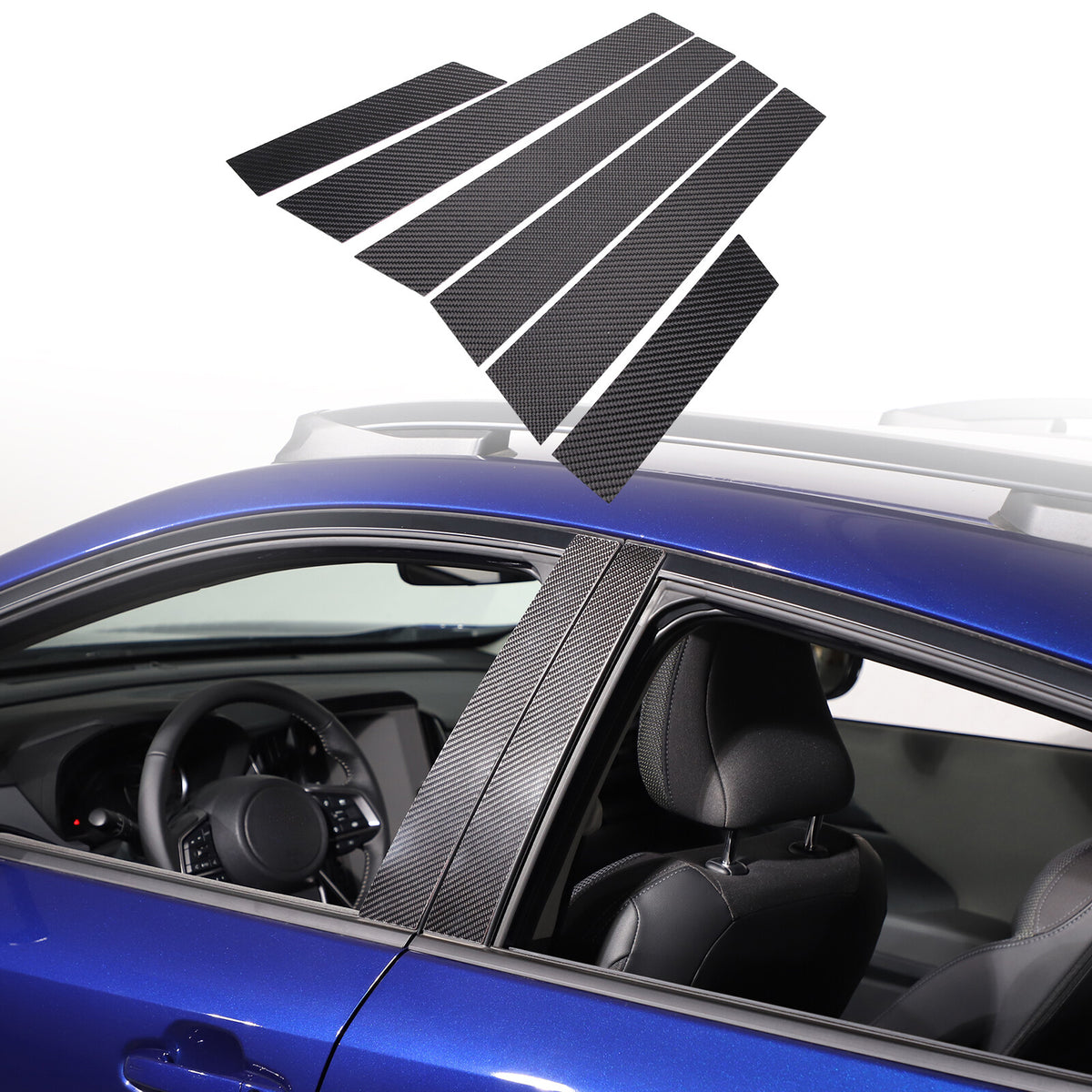Real Carbon Fiber B-Pillar Panel Decal Trim For Subaru Crosstrek GU 2024+ 1