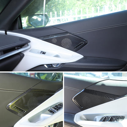 Real Carbon Fiber Side Door Speaker Cover Horn For C8 Corvette 2LT 3LT 2020-26 13