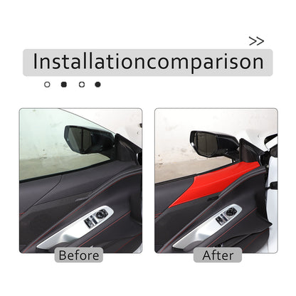Sport Red Interior Door Panel Trim Cover Sticker Fit For Corvette C8 2020-26 6
