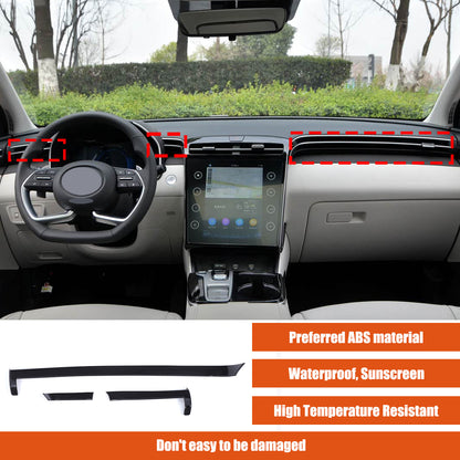 Glossy Black Center Console Air Vent Trim Strip For Hyundai Santa Cruz 2022+ US 8